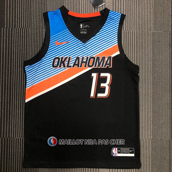 Maillot Oklahoma City Thunder Paul George NO 13 Ville 2020-21 Noir